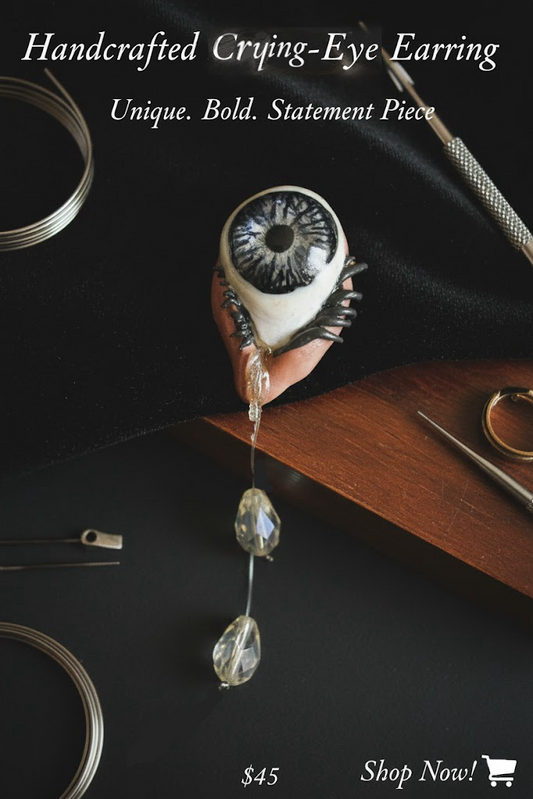 Handcrafted "Crying Eye" Statement Earrings – Unique Artisan Jewelry