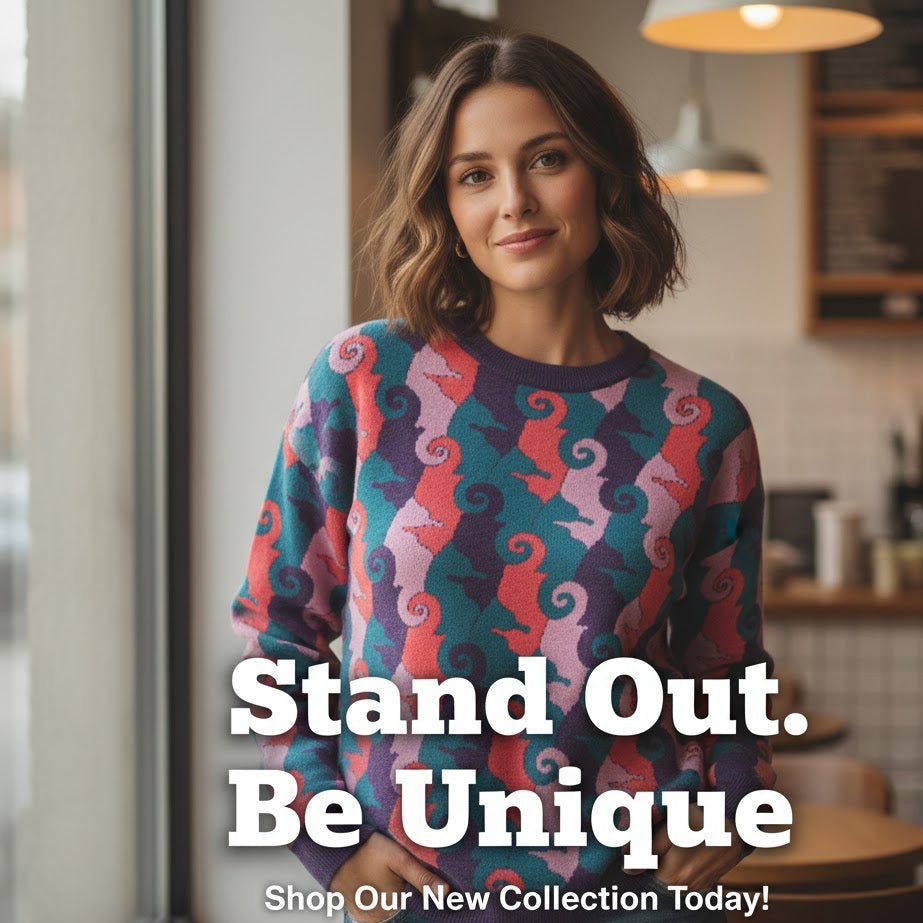 Knitted crew neck sweater | seahorses