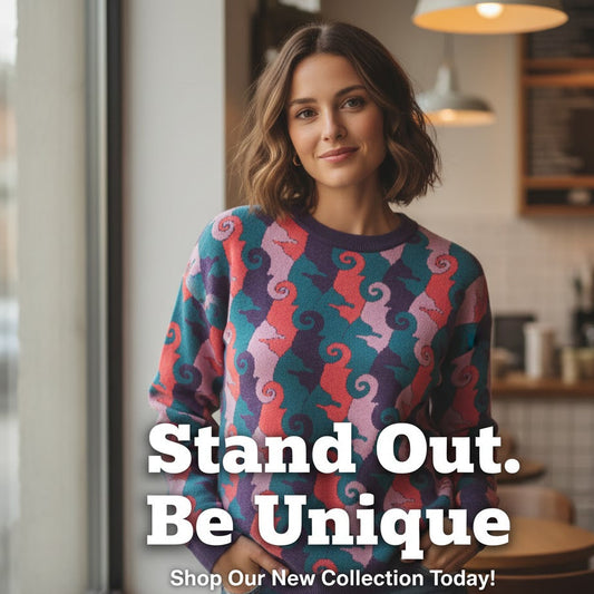 Knitted crew neck sweater | seahorses