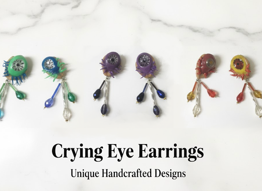 Handcrafted "Crying Eye" Statement Earrings – Unique Artisan Jewelry